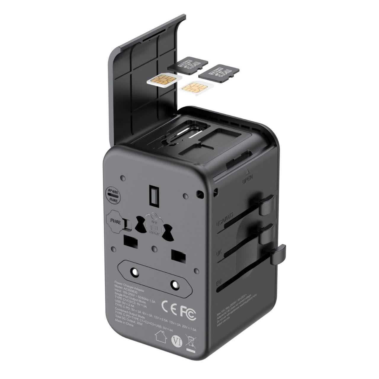 شارژر دیواری 30W GaN بودی PD و فست دارای سری یونیورسال با 5 پورت مدل AC355B30 با گارانتی 18 ماهه (6 ماه تعویض) — تصویر ۶