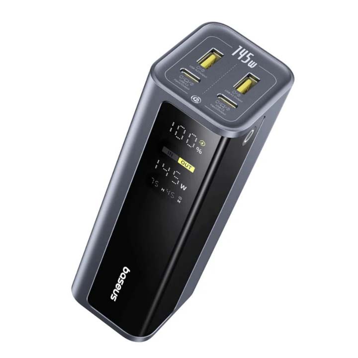 پاوربانک فست شارژ 20800 میلی آمپر باسیوس 145 وات مدل Baseus EnerGeek GP12 به همراه کابل USB-C به USB-C توان 100 وات طول 1 متر با گارانتی 24 ماهه شرکتی