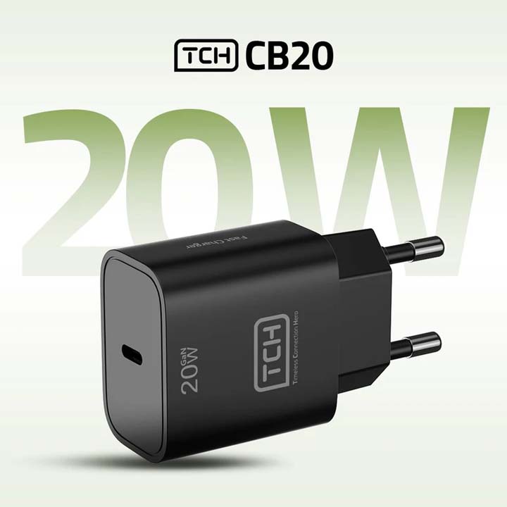 شارژر دیواری 20 وات تی سی اچ مدل TCH CB20 دو پین با 1 خروجی USB-C با گارانتی 18 ماهه شرکتی — تصویر ۳