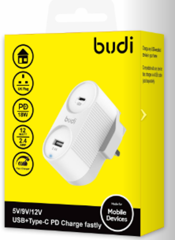 شارژر دیواری 30W بودی PD و فست سه پین با 2 پورت مدل AC325TUW01 با گارانتی 18 ماهه (6 ماه تعویض) — تصویر ۲