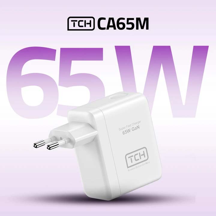 شارژر دیواری 65 وات تی سی اچ مدل TCH CA65M دو پین با 2 خروجی USB-C و 1 خروجی USB با گارانتی 18 ماهه شرکتی — تصویر ۲