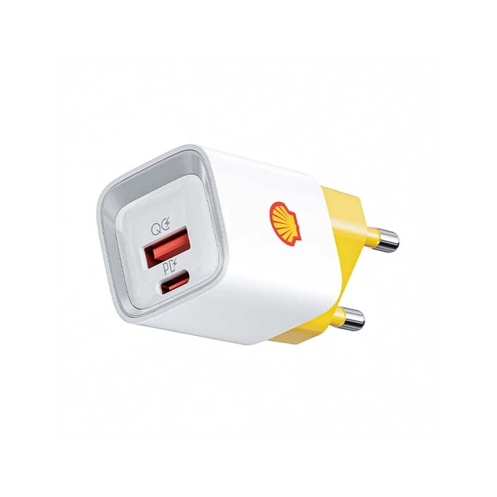 شارژر دیواری 20 وات شل مدل Shell SWC14 با 1 خروجی USB-C و 1 خروجی USB با گارانتی 18 ماهه شرکتی — تصویر ۲