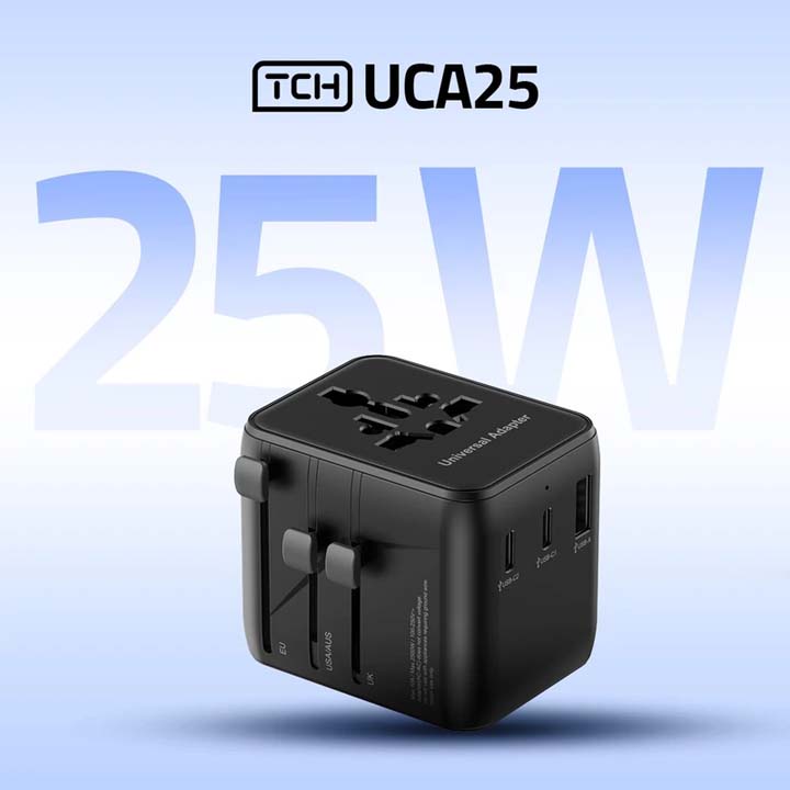 شارژر دیواری 25 وات تی سی اچ مدل TCH Universal UCA25 با 2 خروجی USB-C و 1 خروجی USB با گارانتی 18 ماهه شرکتی — تصویر ۴