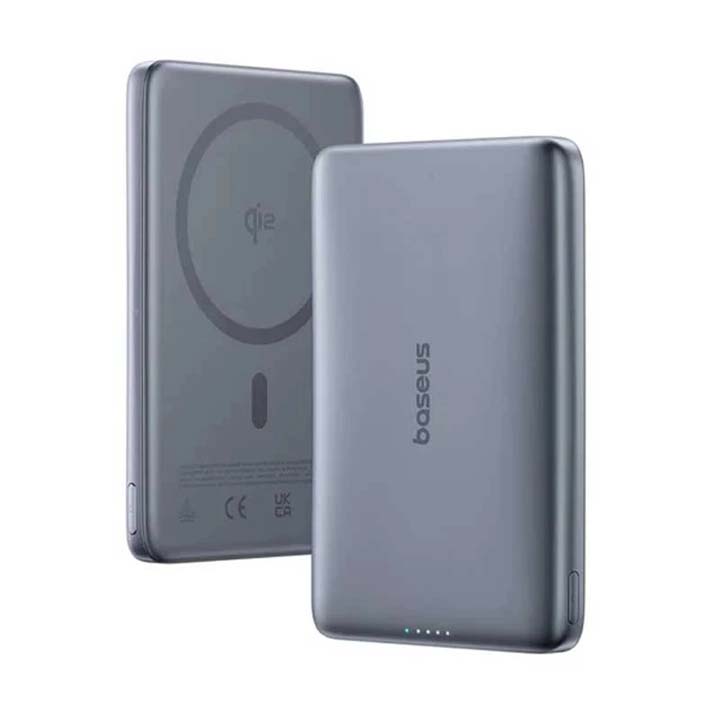 پاوربانک مگنتی 10000 میلی آمپر باسیوس 27 وات مدل Baseus PicoGo AM41 Ultra Slim Qi2 Magnetic به همراه کابل USB-C به USB-C به طول 0.3 متر با گارانتی 24 ماهه شرکتی