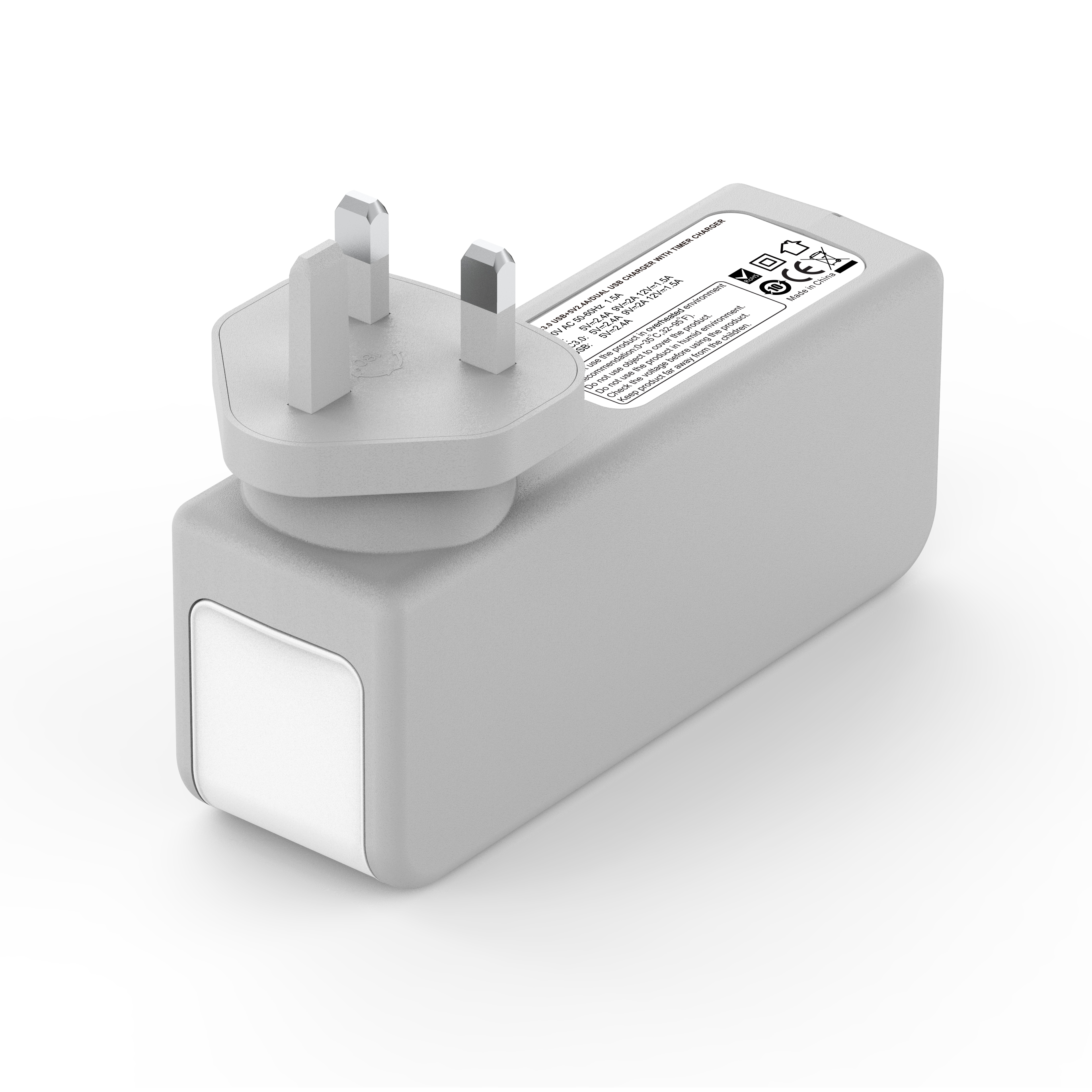 شارژر دیواری 48W بودی PD و QC3.0 و فست سه پین تایمردار سری قابل چرخش با 4 پورت مدل AC301TUW50 با گارانتی 18 ماهه (6 ماه تعویض) — تصویر ۳