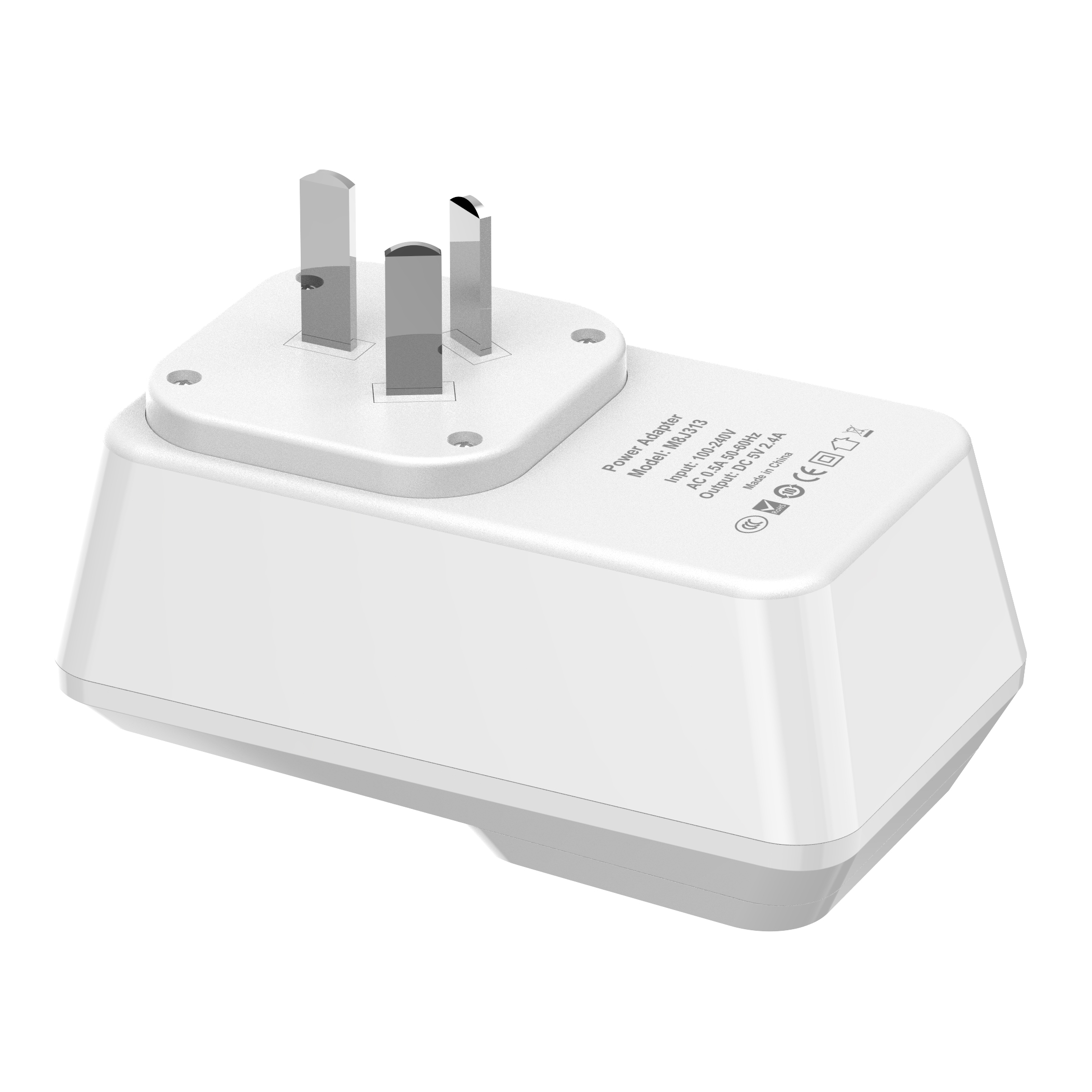 شارژر دیواری 12W بودی تایمردار سه پین با یک خروجی USB-C، یک خروجی USB و یک خروجی شهری مدل AC313UW با گارانتی 18 ماهه (6 ماه تعویض) — تصویر ۳