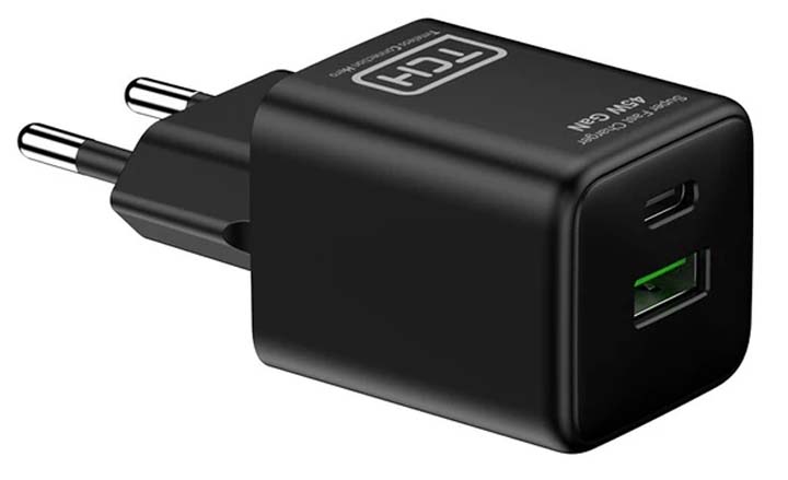 شارژر دیواری 45 وات تی سی اچ مدل TCH CA45 دو پین با 1 خروجی USB-C و 1 خروجی USB با گارانتی 18 ماهه شرکتی — تصویر ۵