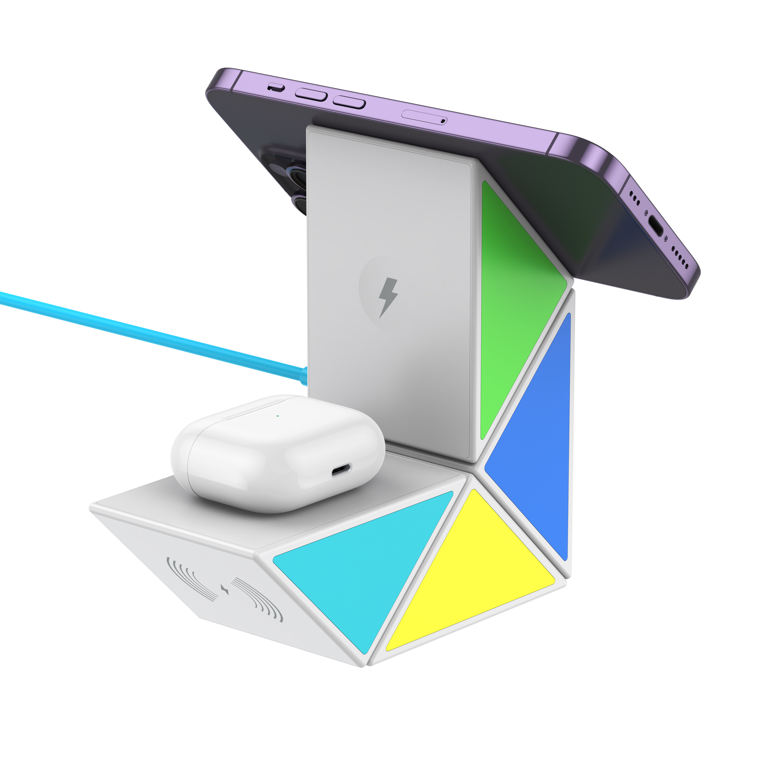 شارژر بی سیم چهار کاره 20W بودی دارای نورپردازی و کابل USB-C به طول 1.2 متر مدل WL4600W با گارانتی 18 ماهه (6 ماه تعویض) — تصویر ۱۲
