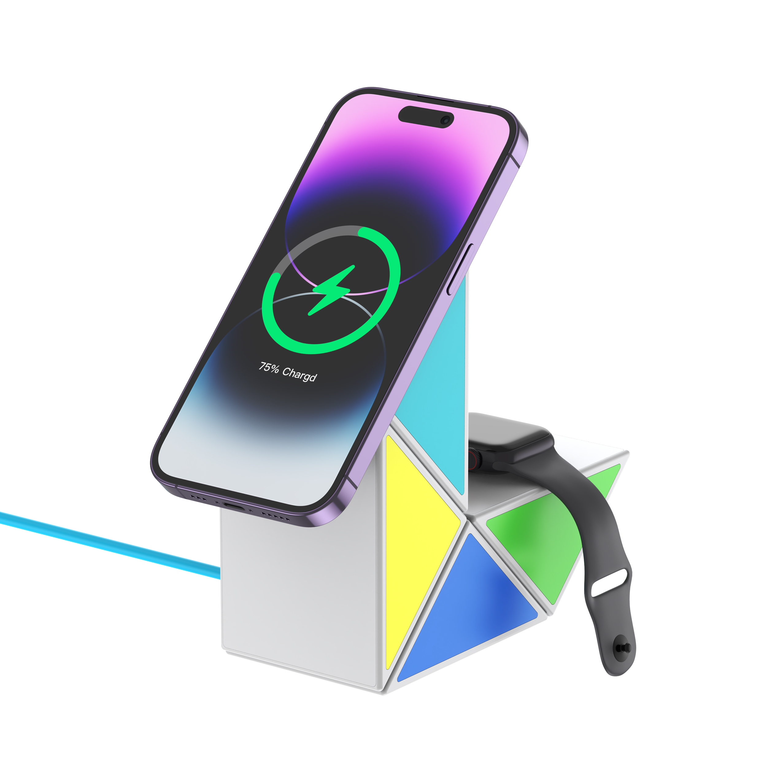 شارژر بی سیم چهار کاره 20W بودی دارای نورپردازی و کابل USB-C به طول 1.2 متر مدل WL4600W با گارانتی 18 ماهه (6 ماه تعویض) — تصویر ۱۴