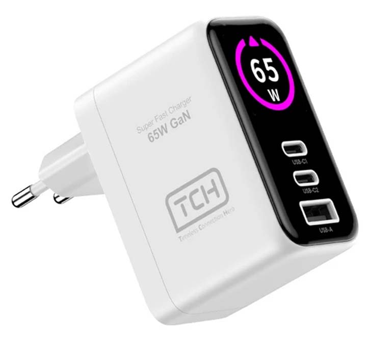 شارژر دیواری 65 وات تی سی اچ مدل TCH CA65M دو پین با 2 خروجی USB-C و 1 خروجی USB با گارانتی 18 ماهه شرکتی — تصویر ۴