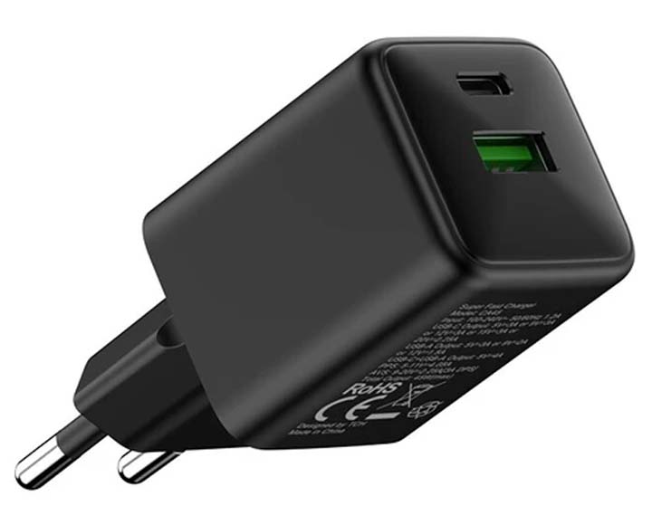 شارژر دیواری 45 وات تی سی اچ مدل TCH CA45 دو پین با 1 خروجی USB-C و 1 خروجی USB با گارانتی 18 ماهه شرکتی — تصویر ۶