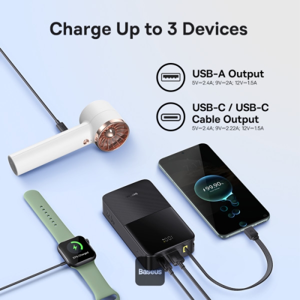 پاوربانک 20000 میلی آمپر باسیوس 22.5 وات مدل Baseus EnerFill FC51 Bipow2 Pro به همراه کابل متصل با گارانتی 24 ماهه شرکتی - 3