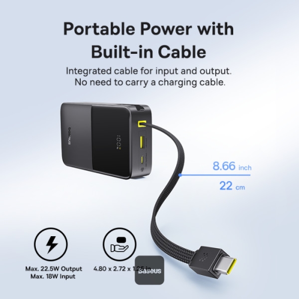 پاوربانک 20000 میلی آمپر باسیوس 22.5 وات مدل Baseus EnerFill FC51 Bipow2 Pro به همراه کابل متصل با گارانتی 24 ماهه شرکتی - 6