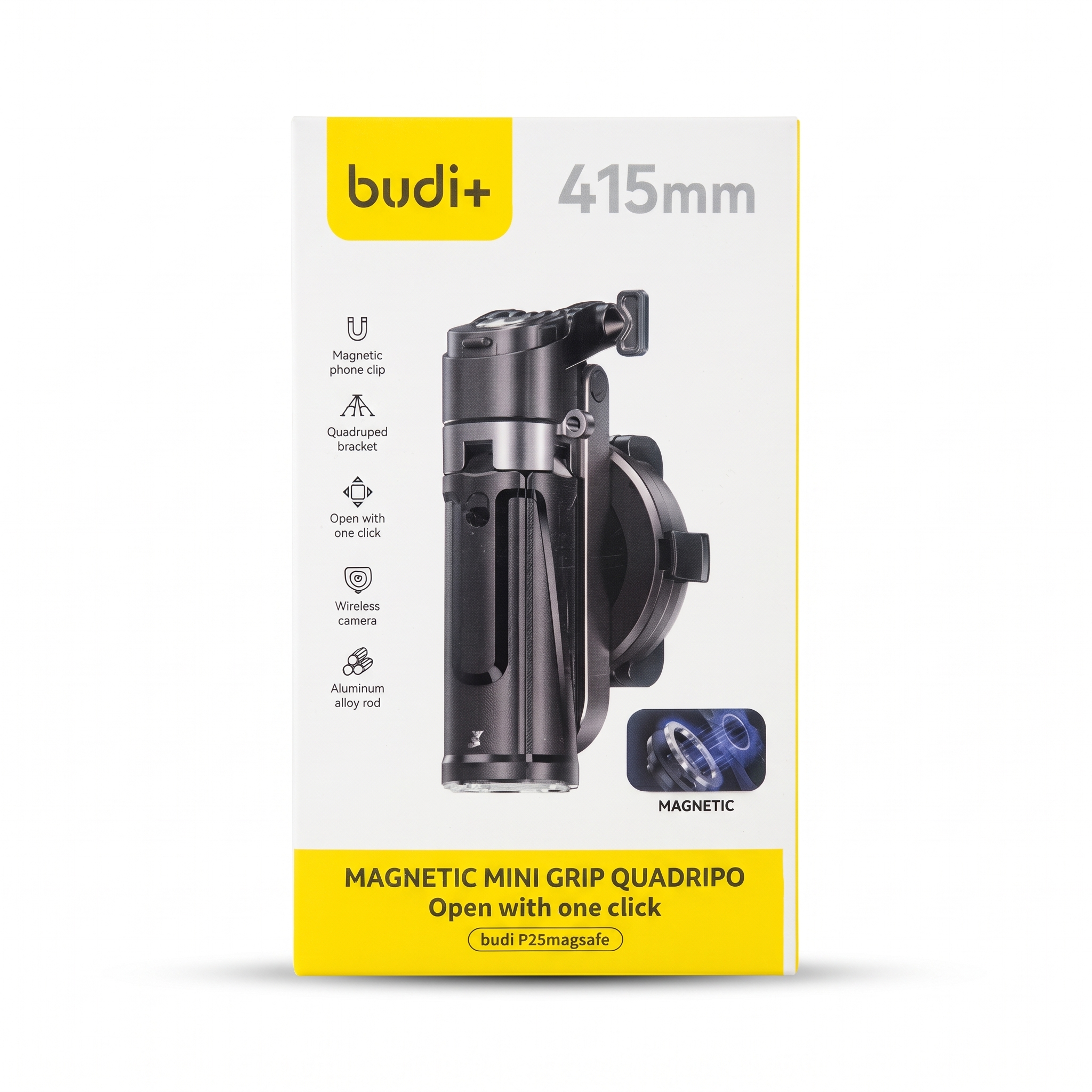 سلفی استیک مگنتی Budi Plus مدل P25 magsafe با گارانتی 18 ماهه (6 ماه تعویض)