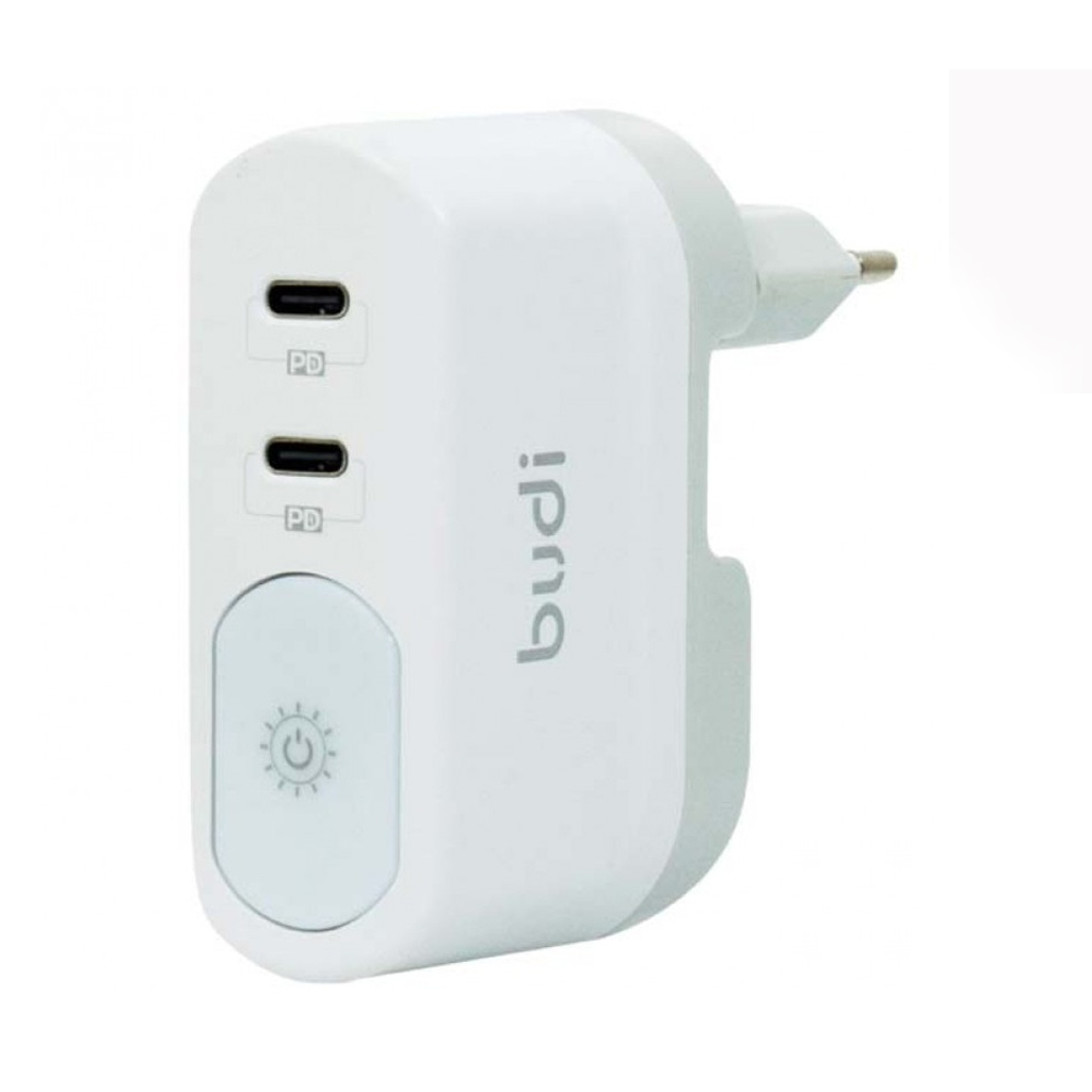 شارژر دیواری 40W بودی PD و فست با دو خروجی USB-C، نورپردازی و سری قابل چرخش مدل AC326DEW با گارانتی 18 ماهه (6 ماه تعویض) — تصویر ۲