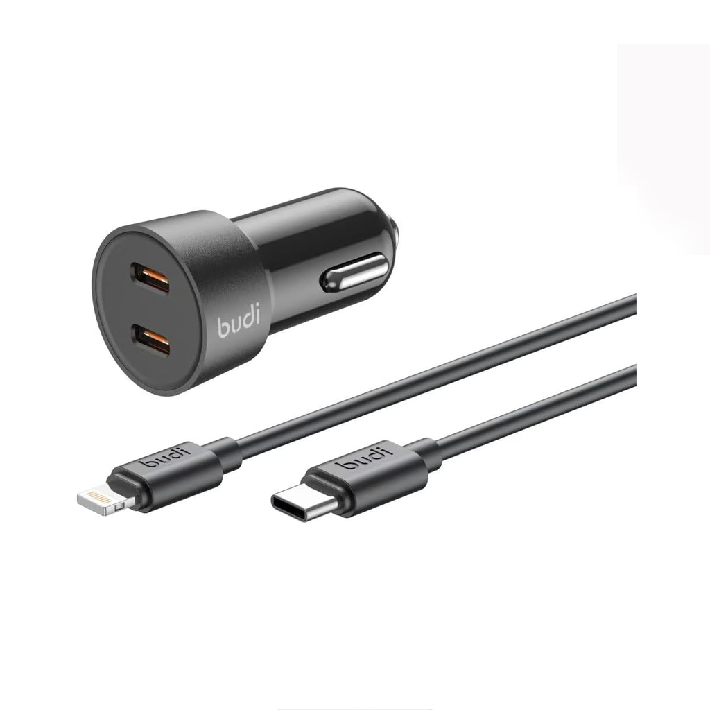 شارژر فندکی 33W بودی PD و فست با دو خروجی USB-C و کابل شارژ USB-C به لایتنینگ مدل CC622RTLB با گارانتی 18 ماهه (6 ماه تعویض)
