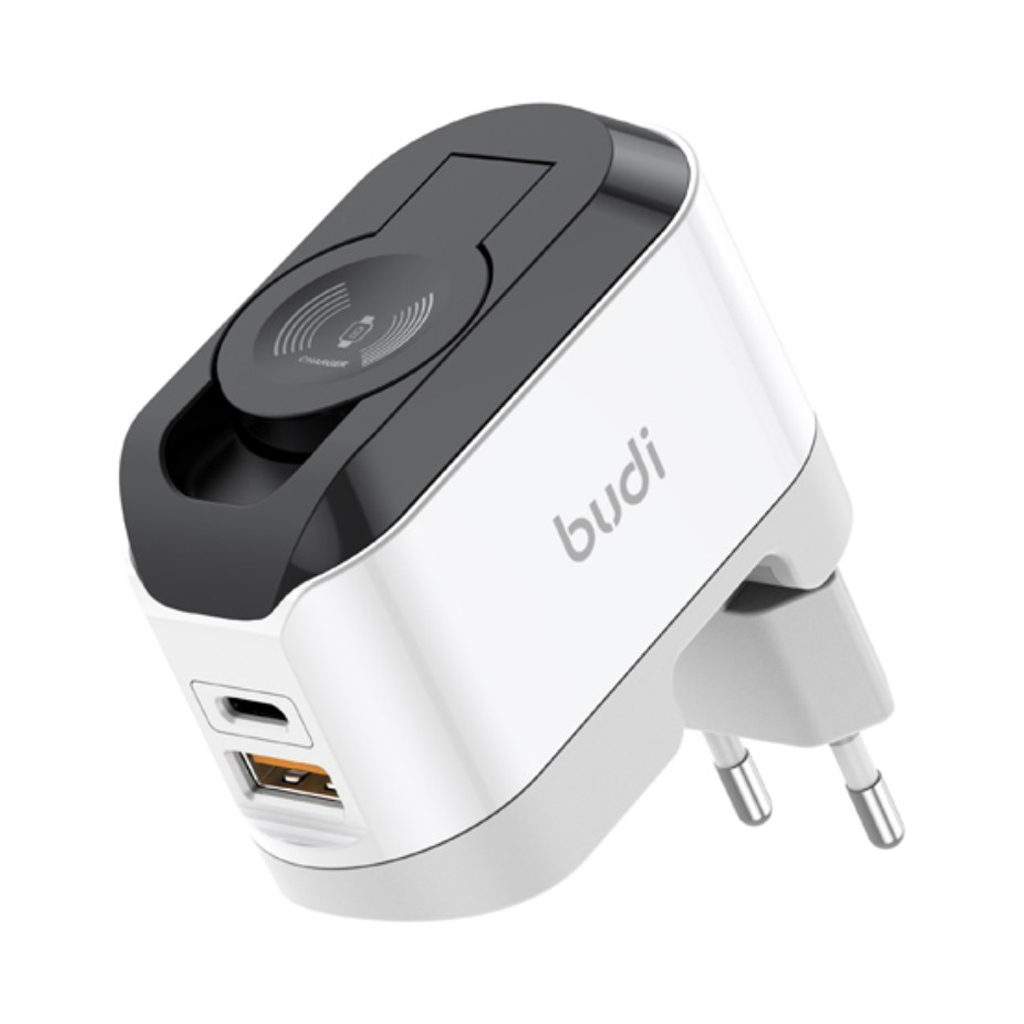 شارژر دیواری 20W بودی دو پین با یک خروجی USB، یک خروجی USB-C و یک خروجی شارژ بی سیم ساعت مدل AC330WEW با گارانتی 18 ماهه (6 ماه تعویض) — تصویر ۲