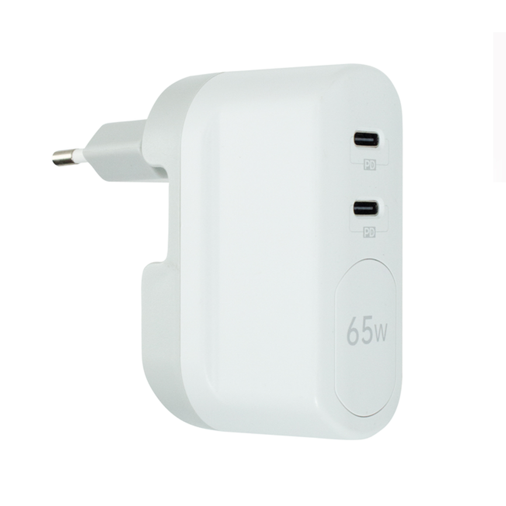 شارژر دیواری 65W GaN بودی PD و فست با دو خروجی USB-C و سری قابل چرخش مدل AC326REW با گارانتی 18 ماهه (6 ماه تعویض)