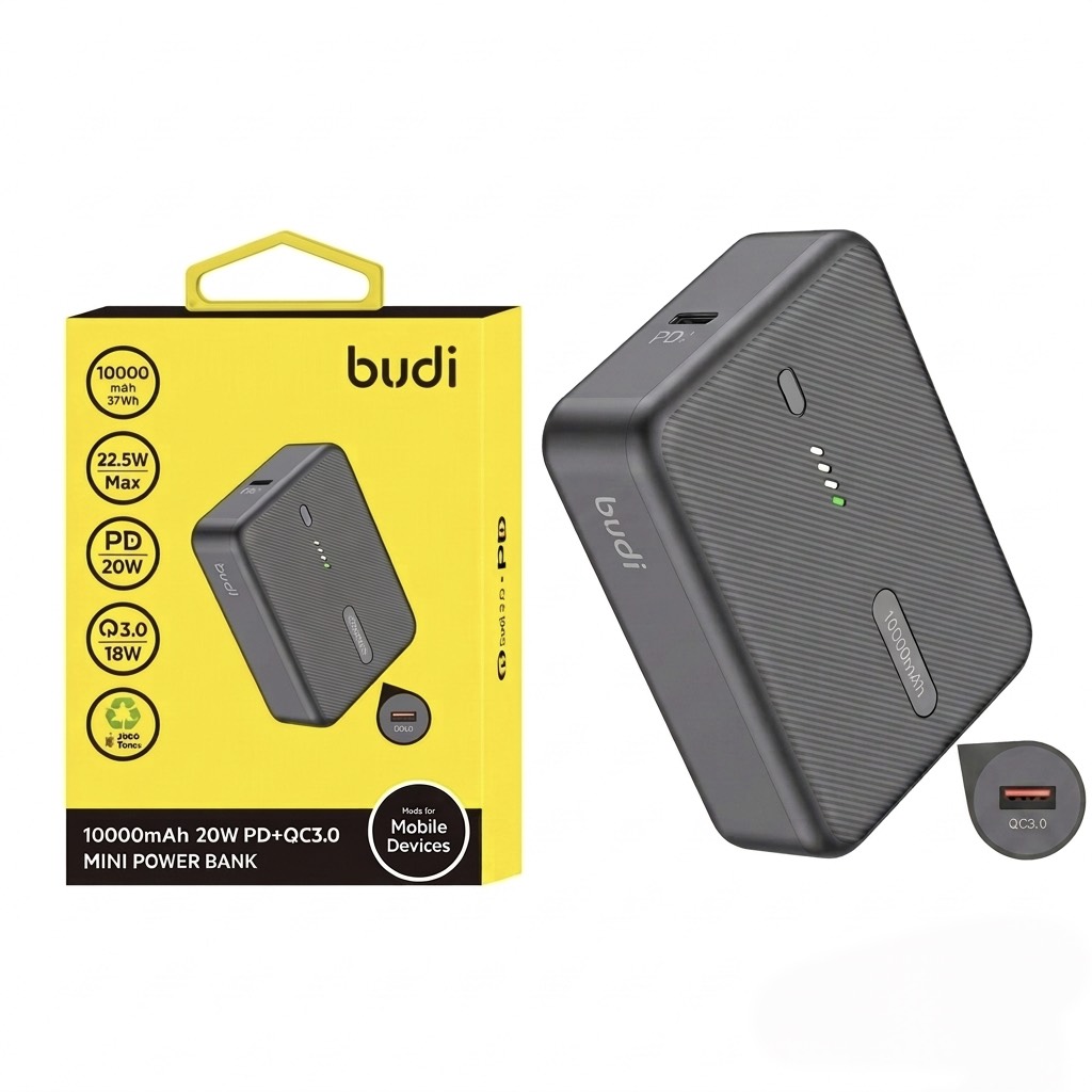 پاوربانک بودی PD و QC3.0 و فست 10000mAh 20W مدل PB097B با گارانتی 18 ماهه (6 ماه تعویض) مشکی